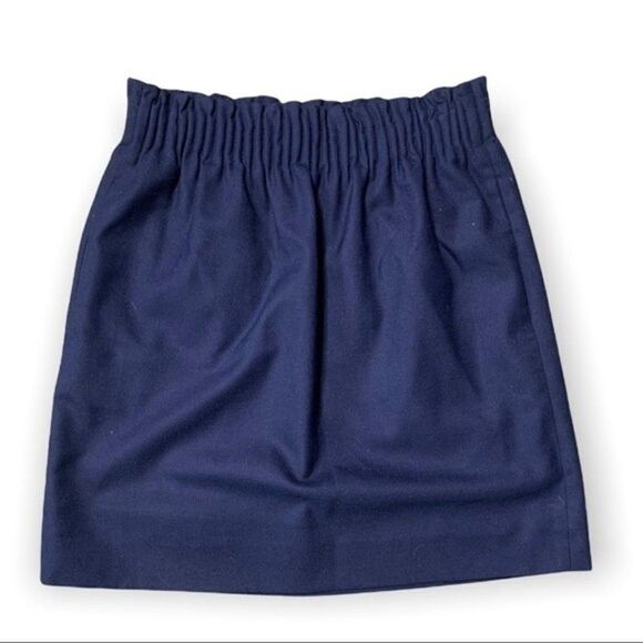 J. Crew Skirt Women’s 00 Blue Paperbag Waist Wool Blend Preppy Office Academia - Picture 1 of 7